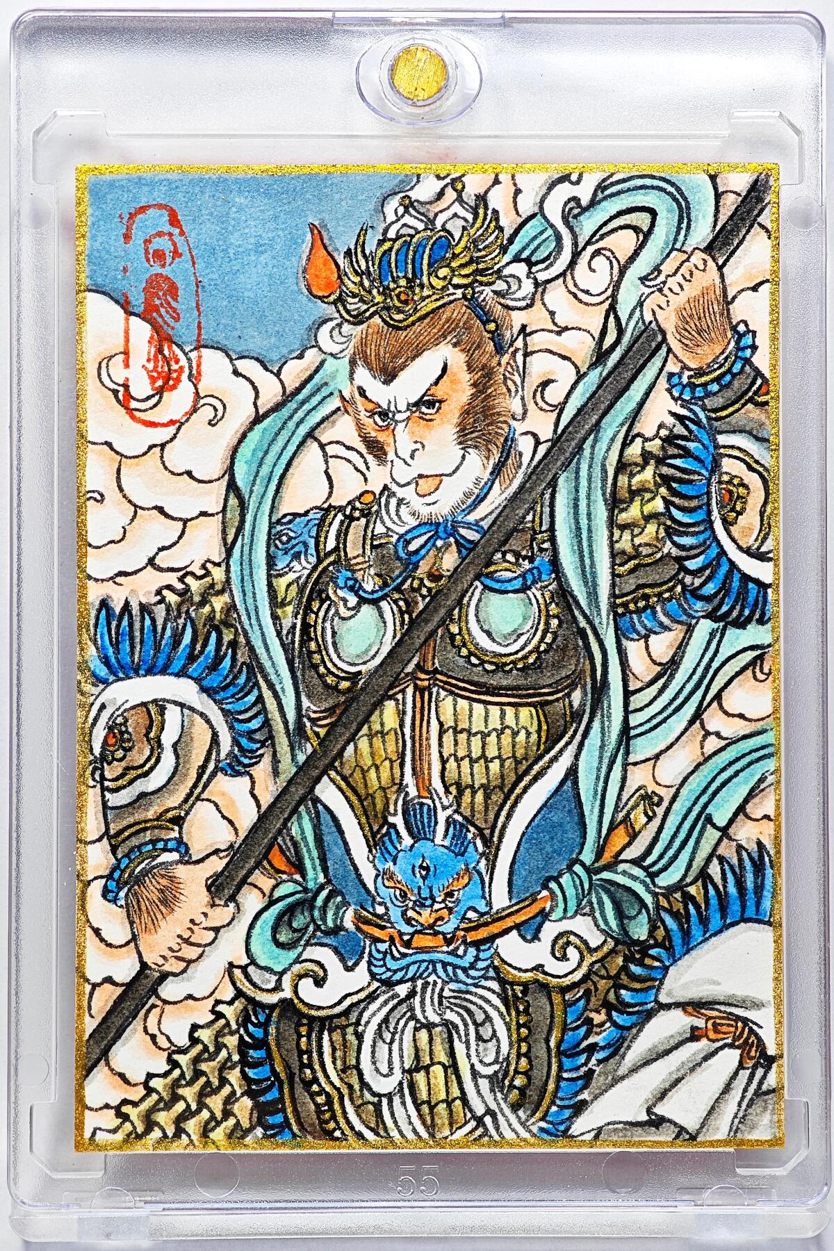 白泽拍卖卡牌手绘专场第29期（忽有故人心上过，回首山河已是秋） 2025 卢艺丰手绘卡 齐天大圣  卢艺丰背签绘 齐天大圣 卡砖封装