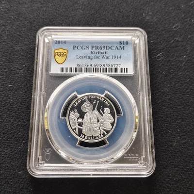 【全场包邮】纯粹捡漏拍485场（免费代拍第22场） - 【收藏级·亚军分】基里巴斯2014年10元铭记一战系列奔赴精制纪念银币-PCGS PR69 DCAM