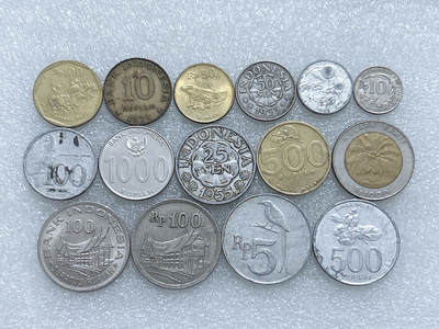 第一海外回流一元起拍收藏 散集专场  第274期 - 印度尼西亚不同面值硬币 15枚