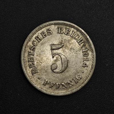 【淘币小摊】实时拍第八百一十四拍   散币场   满百包邮可预留二周 每周一统一发货   - 德国1914年长翅5芬妮镍币