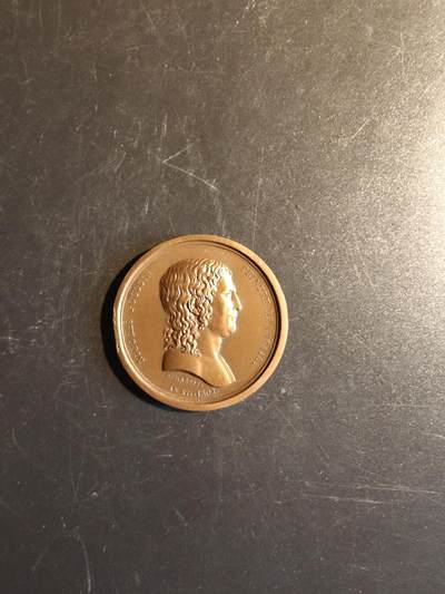 老王徽章第167期 - 法国画家尼古拉·普桑纪念章     直径36mm.    重量20g