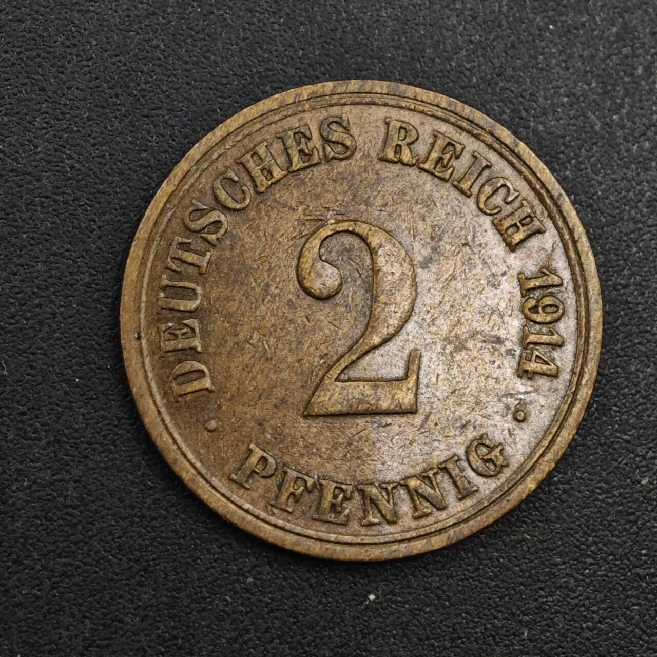 【淘币小摊】实时拍第八百一十四拍   散币场   满百包邮可预留二周 每周一统一发货   德国1914年长翅2芬妮铜币