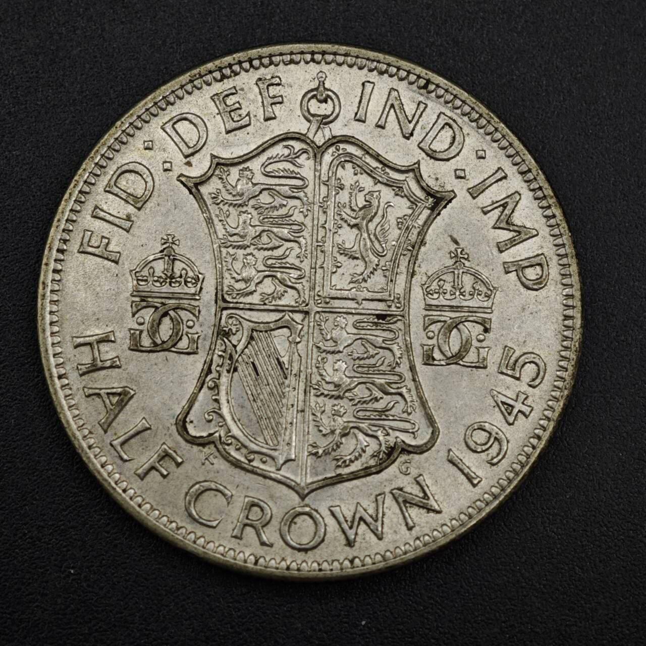 【淘币小摊】实时拍第八百一十四拍   散币场   满百包邮可预留二周 每周一统一发货   英国1945年乔治六世半克朗银币