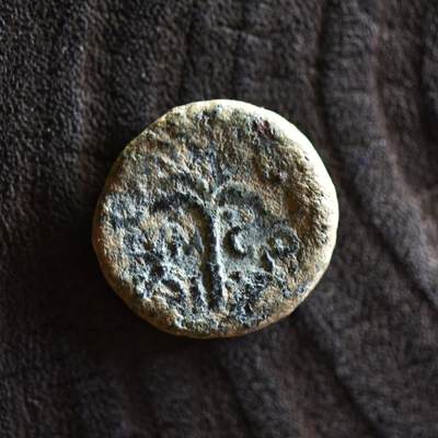 【良泉】【2025年最后一场】12月18日晚19.30点开拍！188组【直播场】西方古代钱币、丝路杂项、印章！ - 【未清理】公元121/122 年【古罗马】叙利亚行省，推罗城“提喀女神/棕榈树”铜币，3.83克