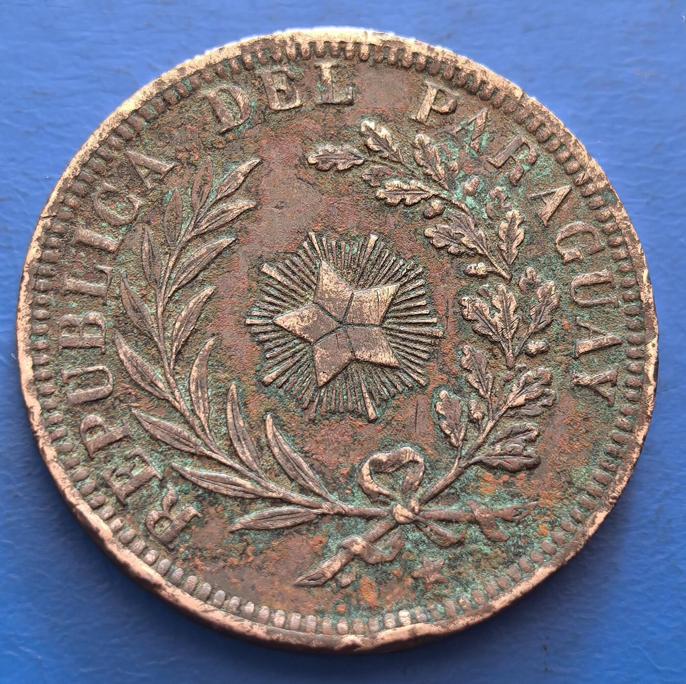 外国优质老铜币银币，周六九点倒数截拍，满百包邮，可寄存半年，喜欢朋友微信扫描二维码可直接参拍 巴拉圭1870年4分大铜币