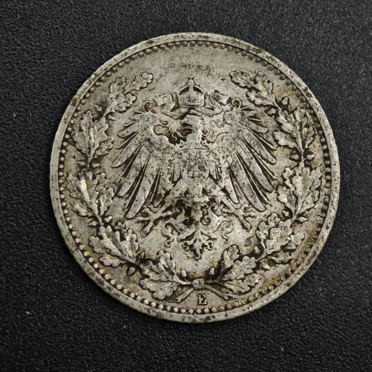 【淘币小摊】实时拍第八百一十四拍   散币场   满百包邮可预留二周 每周一统一发货   德国1912年1/2马克银币