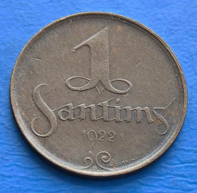 外国优质老铜币银币，周六九点倒数截拍，满百包邮，可寄存半年，喜欢朋友微信扫描二维码可直接参拍 - 拉脱维亚1922年1分