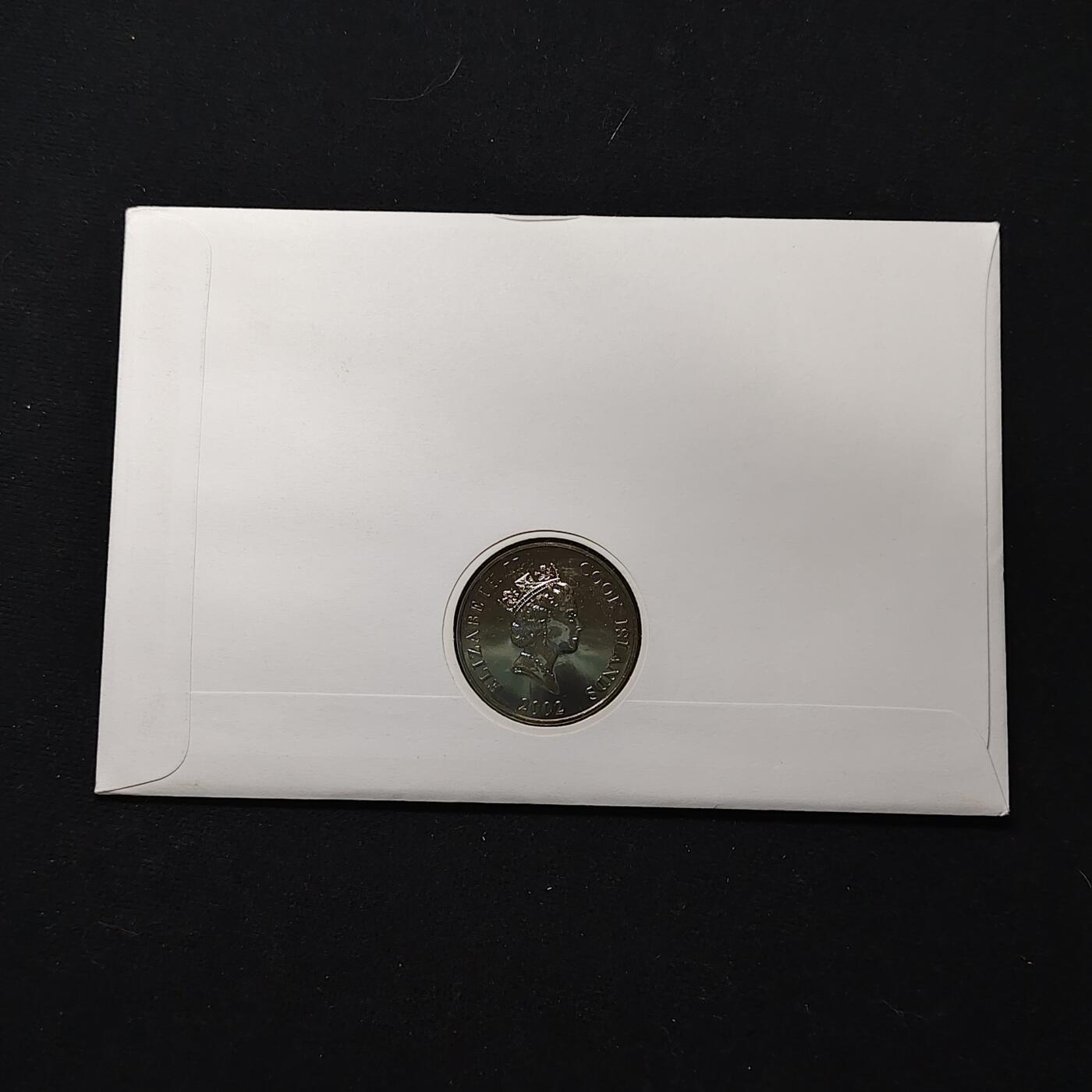 【全场包邮】纯粹捡漏拍482场（免费代拍第19场）-币封+套装+富兰克林（注意佣金） 【邮币封】库克群岛2002年50分女王登基50周年克朗型纪念币邮币封