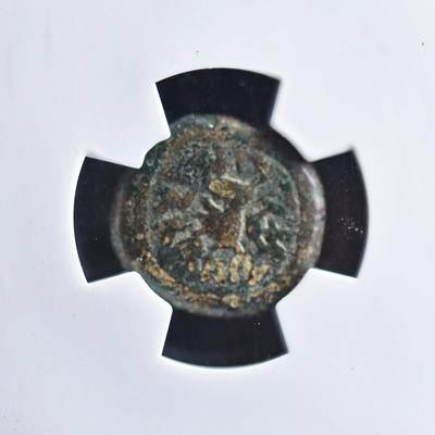 【良泉】【2025年最后一场】12月18日晚19.30点开拍！188组【直播场】西方古代钱币、丝路杂项、印章！ - 【藏家出品A】公元106-130年，埃兰王国的奥罗德斯二世打制，背面为天空之神贝罗斯（Belos）和阿拉米铭文。一德拉克马铜币，3.4克