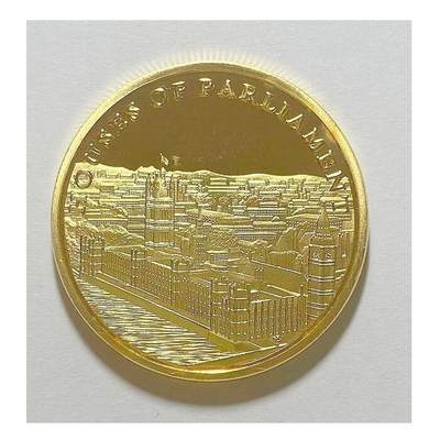 英国大本钟和国会大厦+狮马国徽 高浮雕精制镀金章 35MM - 英国大本钟和国会大厦+狮马国徽 高浮雕精制镀金章 35MM