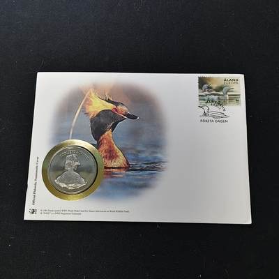 【全场包邮】纯粹捡漏拍482场（免费代拍第19场）-币封+套装+富兰克林（注意佣金） - 【邮章封】WWF世界自然基金会1986年30周年‌鸊鷉纪念邮章封