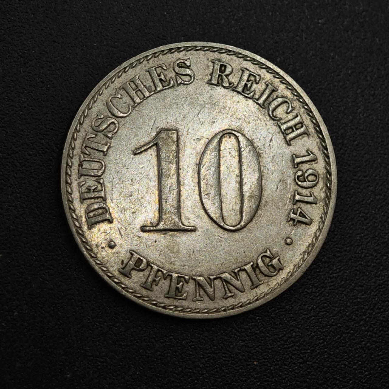 【淘币小摊】实时拍第八百一十四拍   散币场   满百包邮可预留二周 每周一统一发货   德国1914年长翅10芬妮镍币