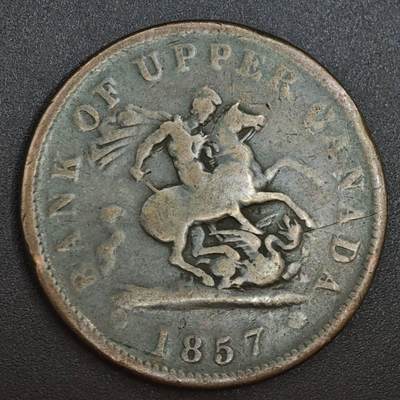 【淘币小摊】实时拍第八百一十四拍   散币场   满百包邮可预留二周 每周一统一发货   - 上加拿大1857年马剑一便士铜币代币