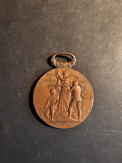 老王徽章第167期 - 法国第80步兵团军官大尺寸铜奖章     直径50mm.     重量54.4g