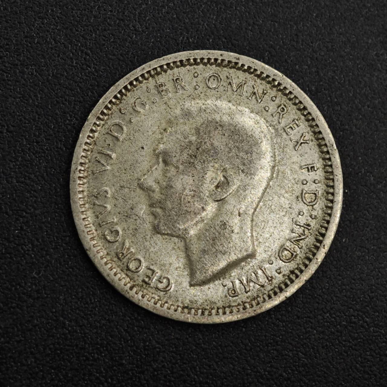 【淘币小摊】实时拍第八百一十四拍   散币场   满百包邮可预留二周 每周一统一发货   澳大利亚1948年乔治六世3便士银币