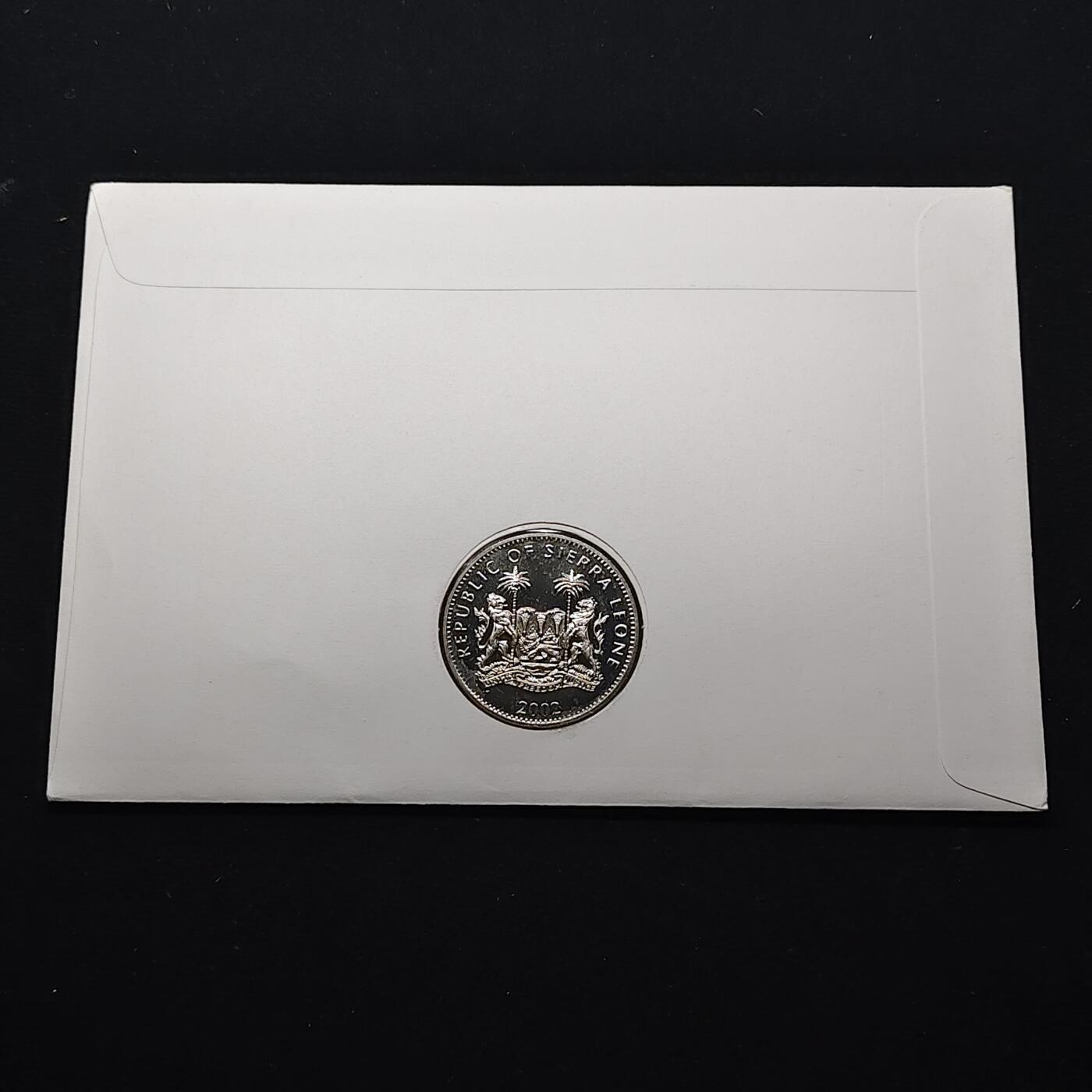 【全场包邮】纯粹捡漏拍482场（免费代拍第19场）-币封+套装+富兰克林（注意佣金） 【邮币封】塞拉利昂2002年1元女王登基50周年克朗型纪念币邮币封