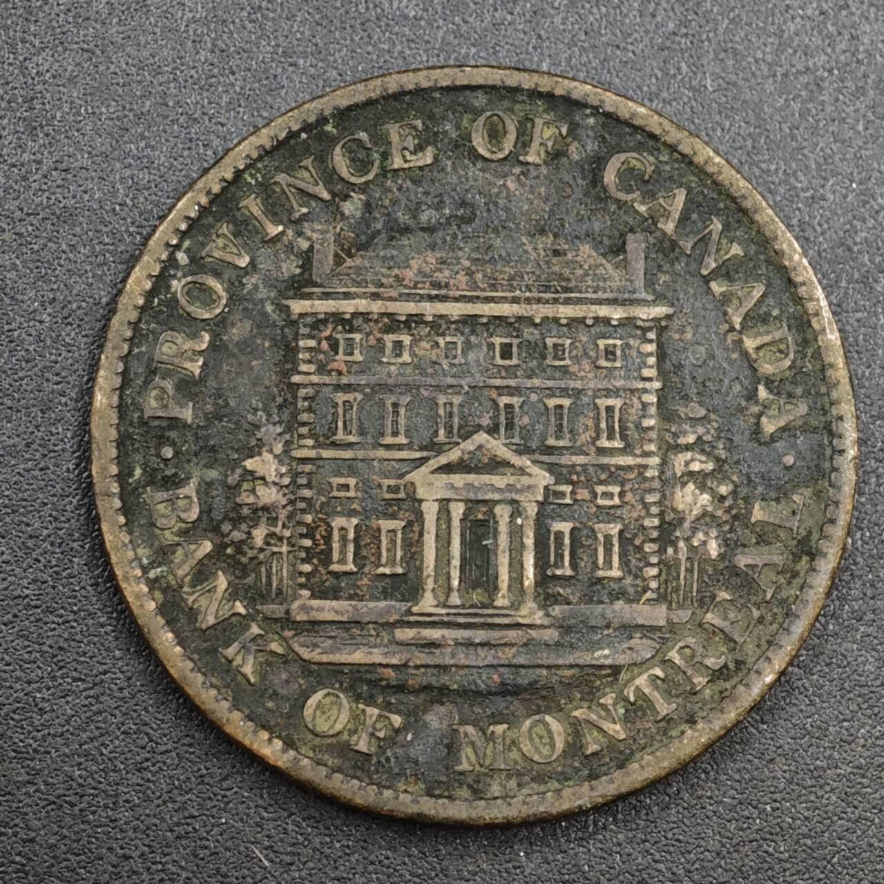 【淘币小摊】实时拍第八百一十四拍   散币场   满百包邮可预留二周 每周一统一发货   加拿大1842年蒙特利尔银行半便士铜币代币