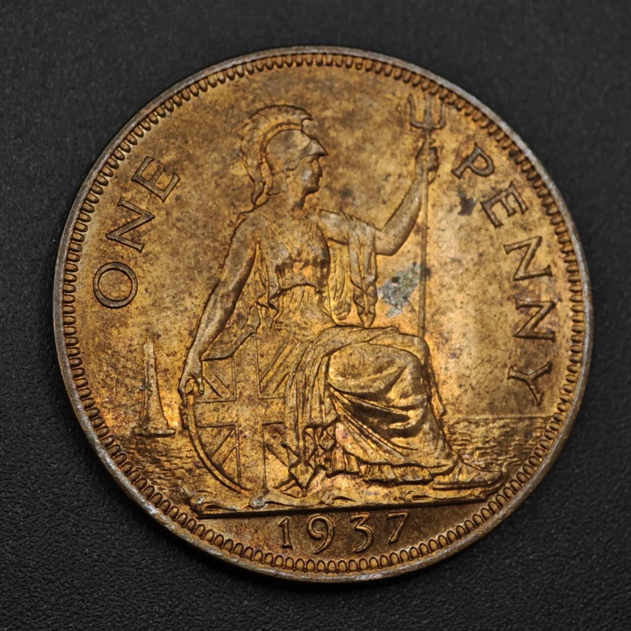 【淘币小摊】实时拍第八百一十四拍   散币场   满百包邮可预留二周 每周一统一发货   英国1937年乔治六世一便士铜币