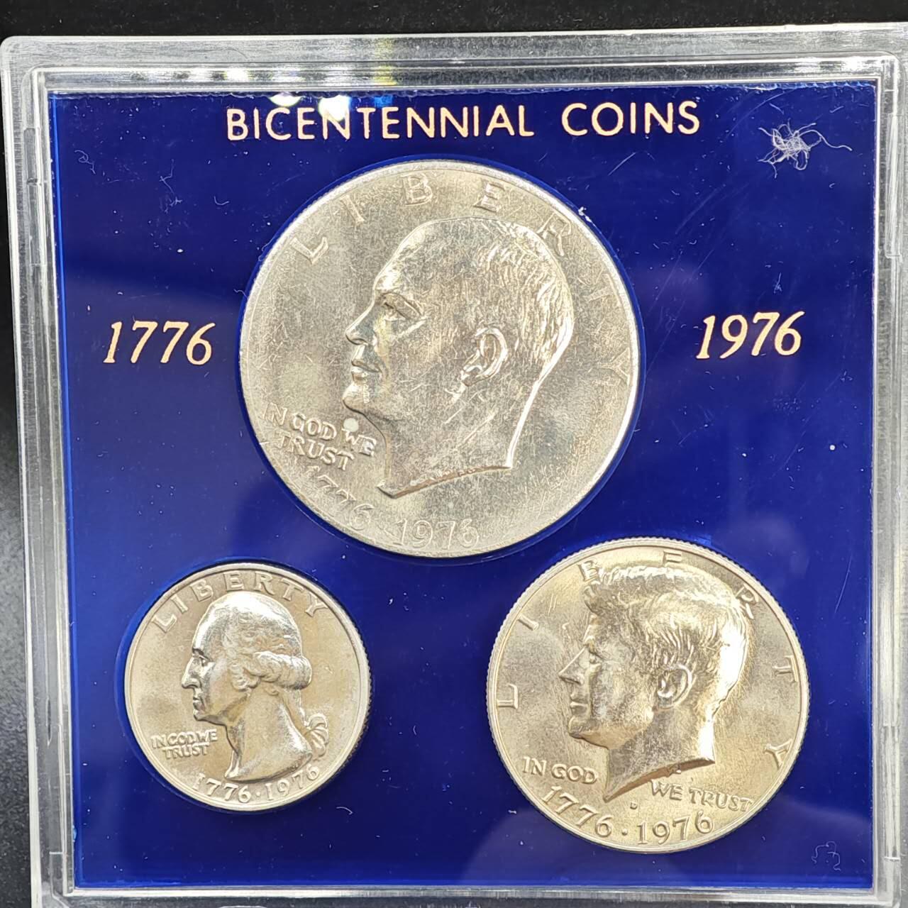 【淘币小摊】实时拍第八百一十四拍   散币场   满百包邮可预留二周 每周一统一发货   美国1976年建国200周年纪念币3枚套