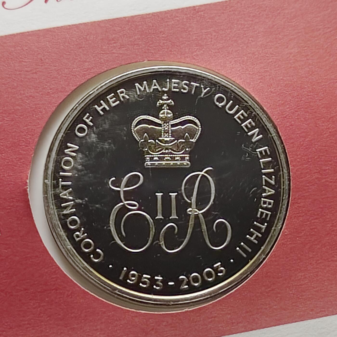 【全场包邮】纯粹捡漏拍482场（免费代拍第19场）-币封+套装+富兰克林（注意佣金） 【邮币封】阿松森群岛2003年50便士女王加冕五十周年克朗型纪念币邮币封