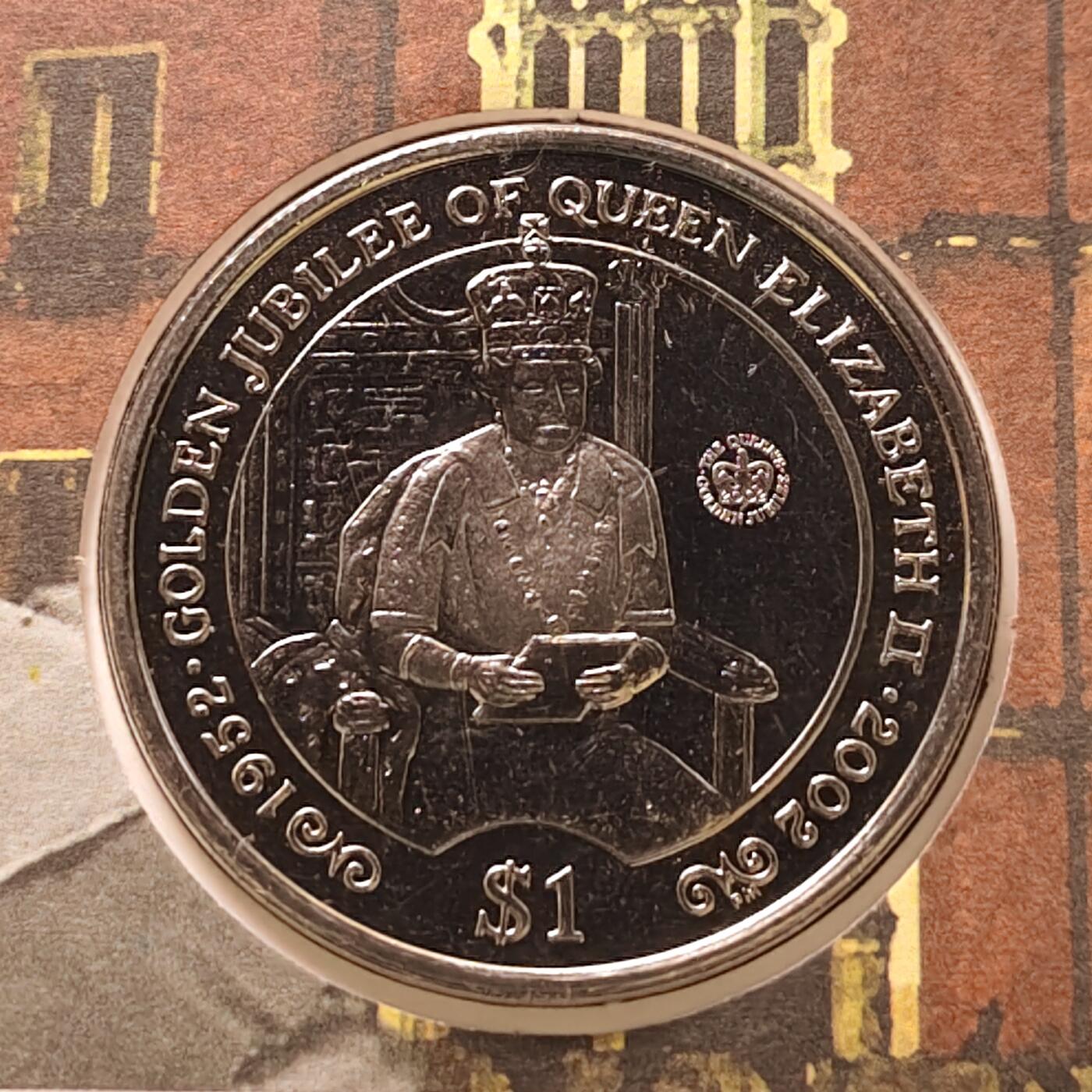 【全场包邮】纯粹捡漏拍482场（免费代拍第19场）-币封+套装+富兰克林（注意佣金） 【邮币封】英属维尔京群岛2002年1元女王登基五十周年克朗型纪念币邮币封