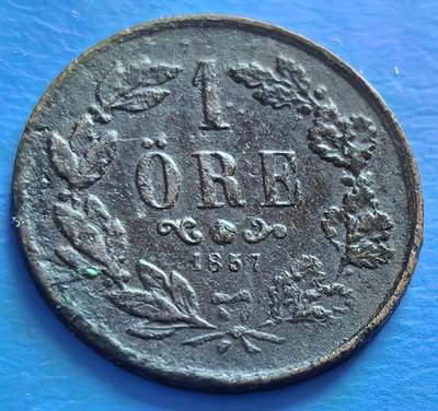 外国优质老铜币银币，周六九点倒数截拍，满百包邮，可寄存半年，喜欢朋友微信扫描二维码可直接参拍 - 瑞典1857年1欧尔