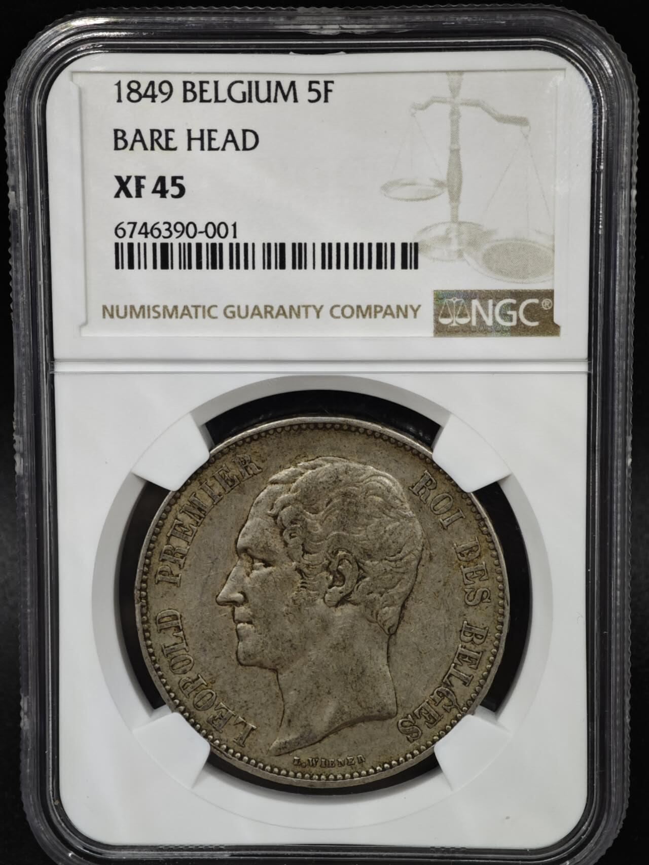 【淘币小摊】实时拍第八百一十五拍   银币套币场   满百包邮可预留二周 每周一统一发货   比利时1849年5法郎银币 NGC XF45