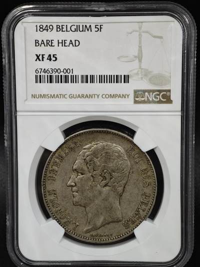 【淘币小摊】实时拍第八百一十五拍   银币套币场   满百包邮可预留二周 每周一统一发货   - 比利时1849年5法郎银币 NGC XF45