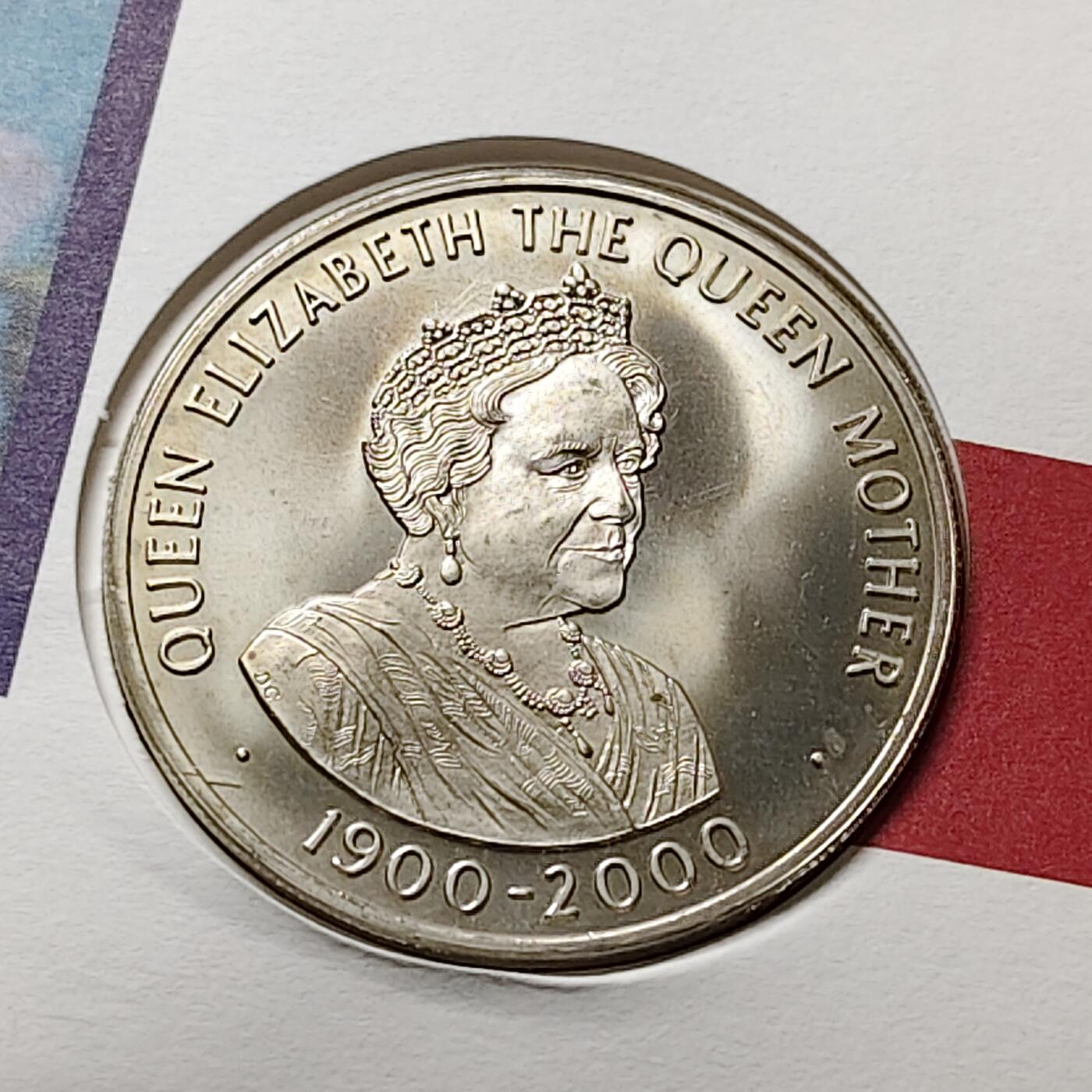 【全场包邮】纯粹捡漏拍482场（免费代拍第19场）-币封+套装+富兰克林（注意佣金） 【邮币封】圣赫勒拿2000年50便士女王母亲伊丽莎白皇太后诞生100周年克朗型纪念币邮币封