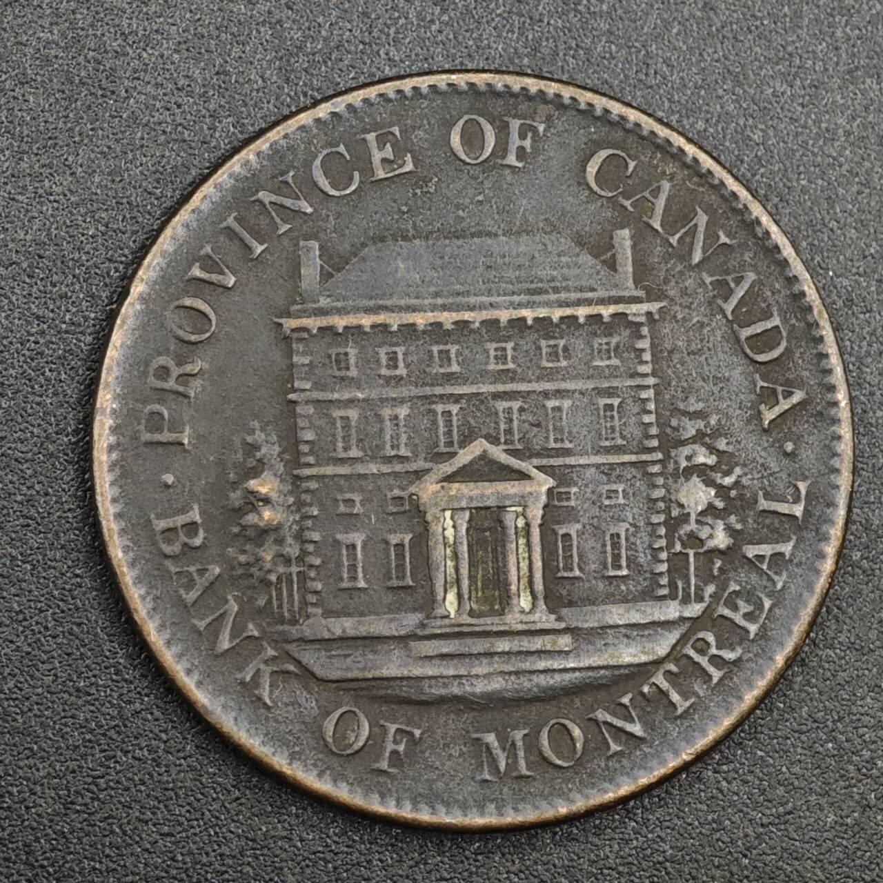 【淘币小摊】实时拍第八百一十四拍   散币场   满百包邮可预留二周 每周一统一发货   加拿大1844年蒙特利尔银行半便士铜币代币