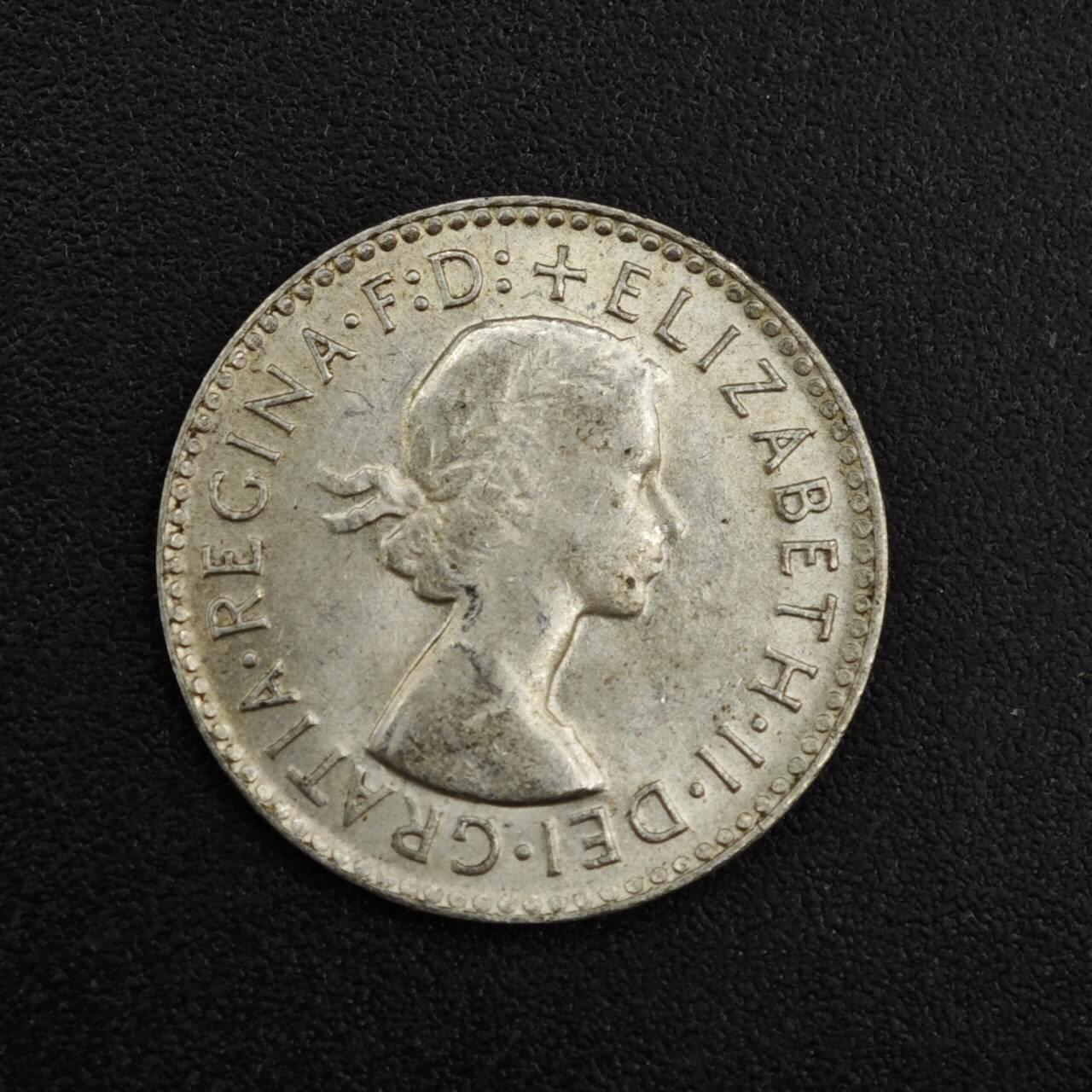 【淘币小摊】实时拍第八百一十四拍   散币场   满百包邮可预留二周 每周一统一发货   澳大利亚1963年伊丽莎白二世3便士银币