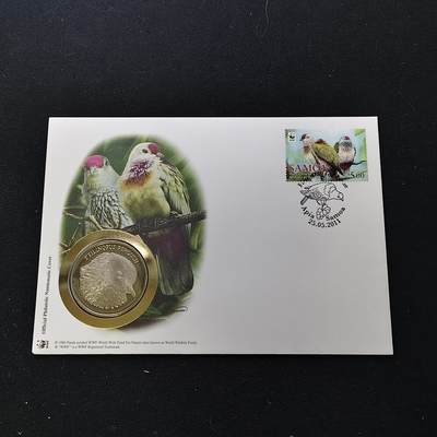 【全场包邮】纯粹捡漏拍482场（免费代拍第19场）-币封+套装+富兰克林（注意佣金） - 【邮章封】WWF世界自然基金会1986年30周年‌杂色果鸠纪念邮章封