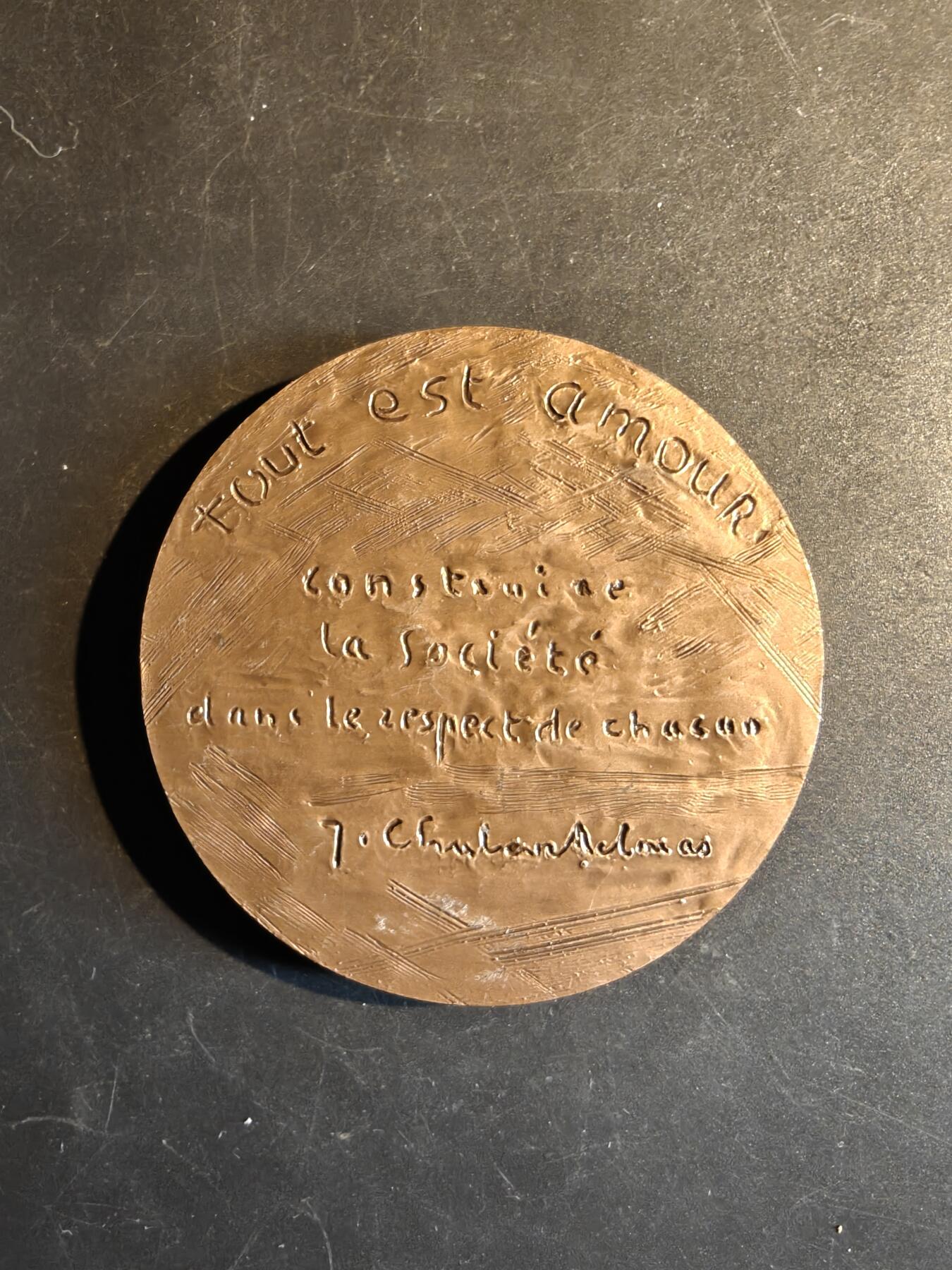 老王徽章第167期 法国国民议会主席雅克·沙邦-戴尔马大铜章     直径72mm.    重量175.7g