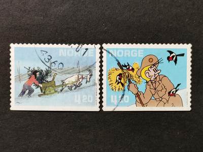 ↓君缘收藏667期☞钱币邮品↓无佣金、可寄存、满30元包邮  - 挪威邮票，2000年漫画《尼尔斯和蓝人》《91号士兵斯托姆佩鲁德》邮票2全