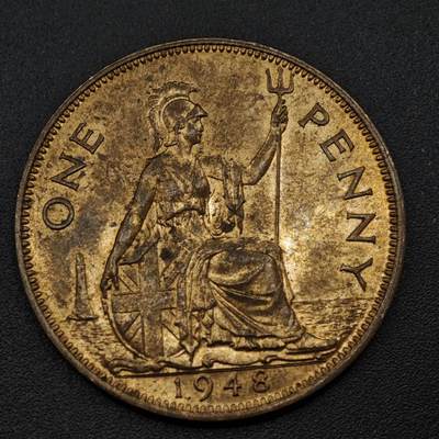 【淘币小摊】实时拍第八百一十四拍   散币场   满百包邮可预留二周 每周一统一发货   - 英国1948年乔治六世一便士铜币