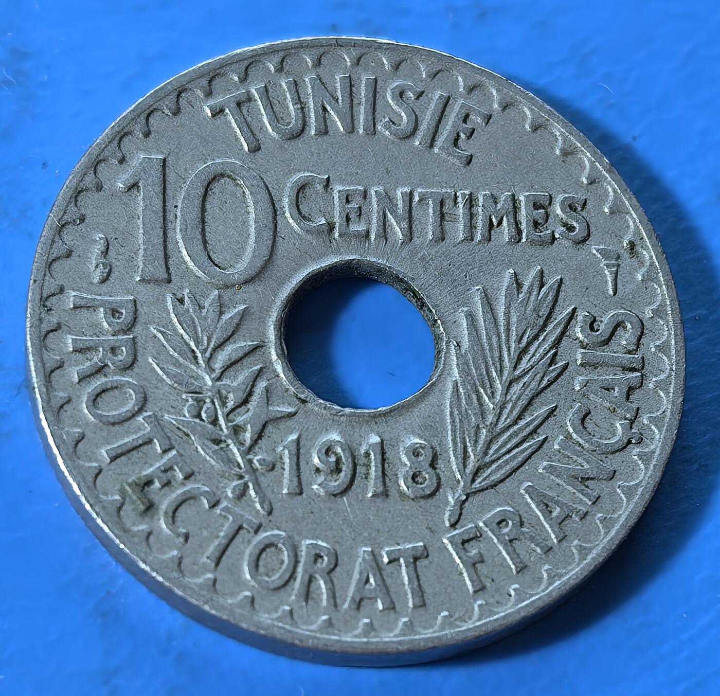 外国优质老铜币银币，周六九点倒数截拍，满百包邮，可寄存半年，喜欢朋友微信扫描二维码可直接参拍 突尼斯1918年10分