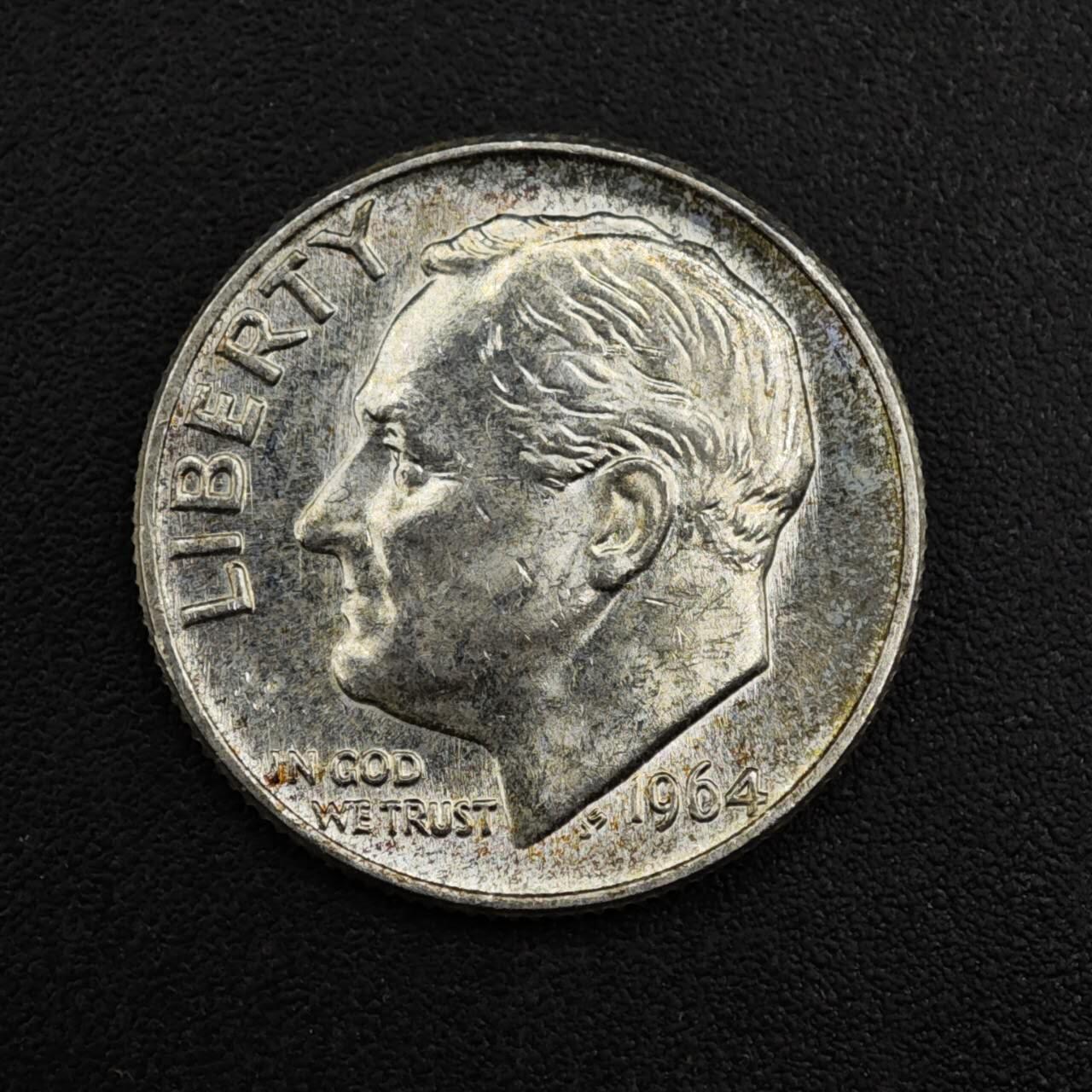 【淘币小摊】实时拍第八百一十五拍   银币套币场   满百包邮可预留二周 每周一统一发货   美国1964年罗斯福10分银币