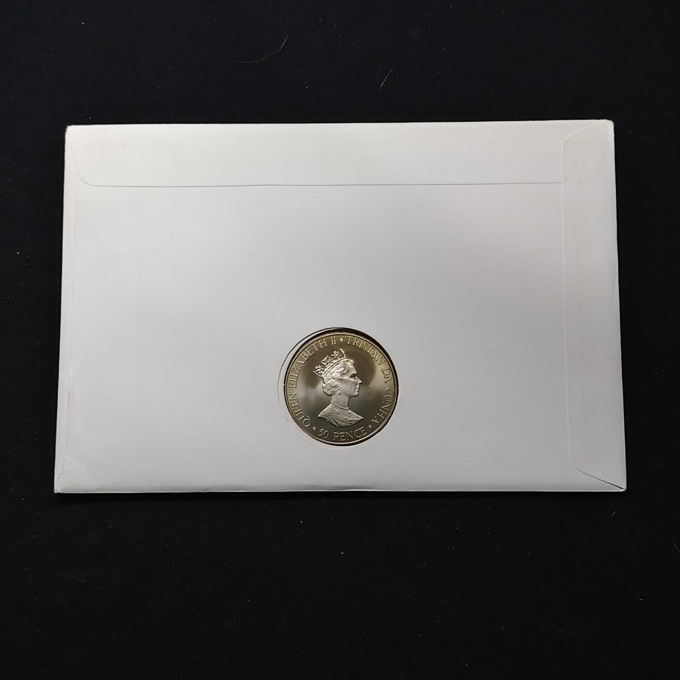 【全场包邮】纯粹捡漏拍482场（免费代拍第19场）-币封+套装+富兰克林（注意佣金） 【邮币封】英属特里斯坦和达库尼亚2000年50便士女王母亲伊丽莎白皇太后诞生100周年克朗型纪念币邮币封