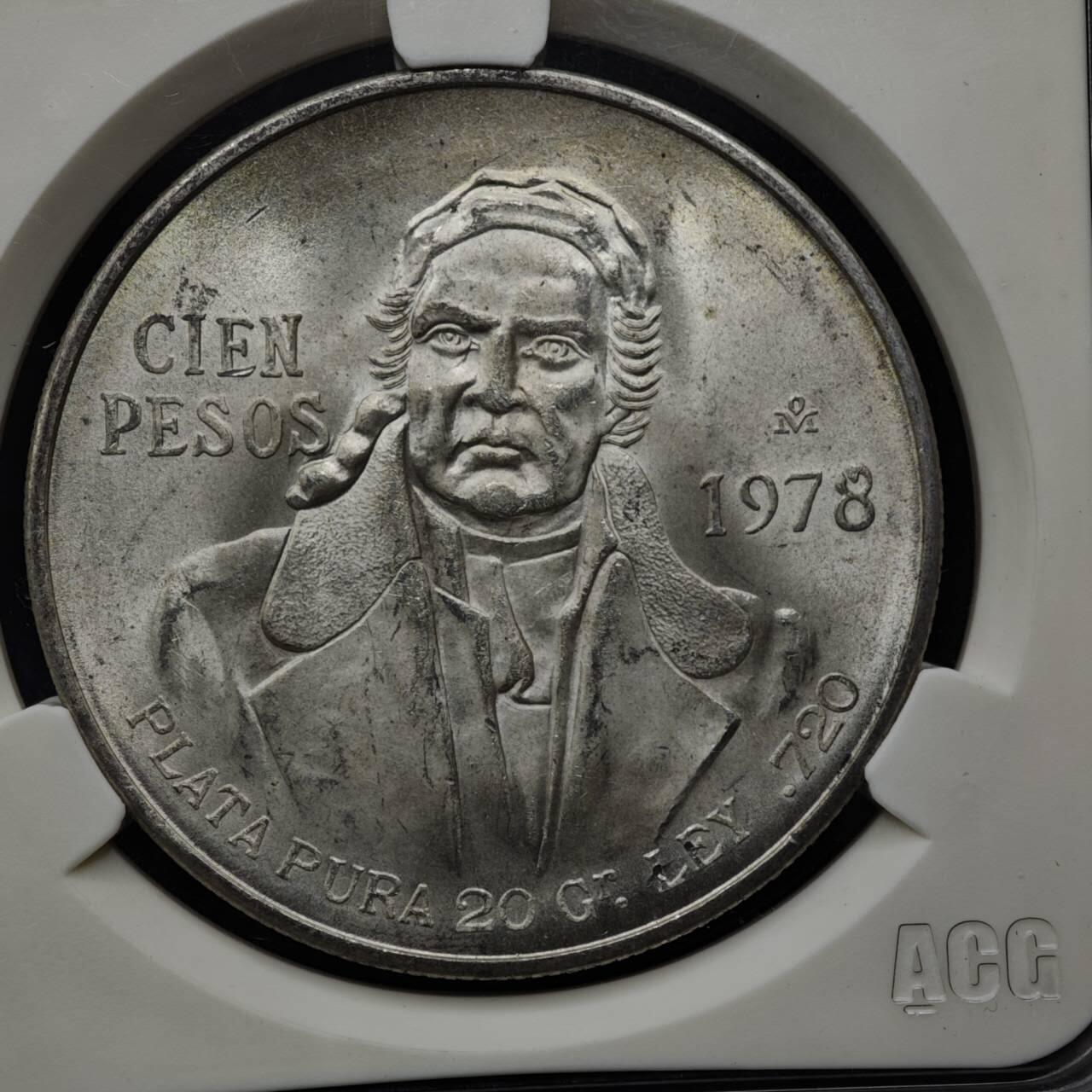 【淘币小摊】实时拍第八百一十五拍   银币套币场   满百包邮可预留二周 每周一统一发货   墨西哥1978年100比索银币 重27.77克720银 银价258