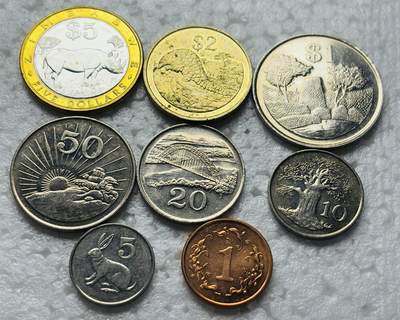 文馨钱币收藏第 284 场，【 长期接收代拍品】老藏家拍品南朝鲜李承晚时期货币，泰国大型纪念币，土耳其各时期及各国套币场 - 全国津巴布韦 8 枚套