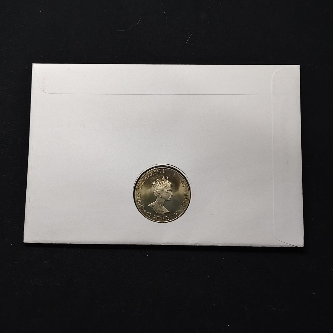 【全场包邮】纯粹捡漏拍482场（免费代拍第19场）-币封+套装+富兰克林（注意佣金） 【邮币封】圣赫勒拿2000年50便士女王母亲伊丽莎白皇太后诞生100周年克朗型纪念币邮币封