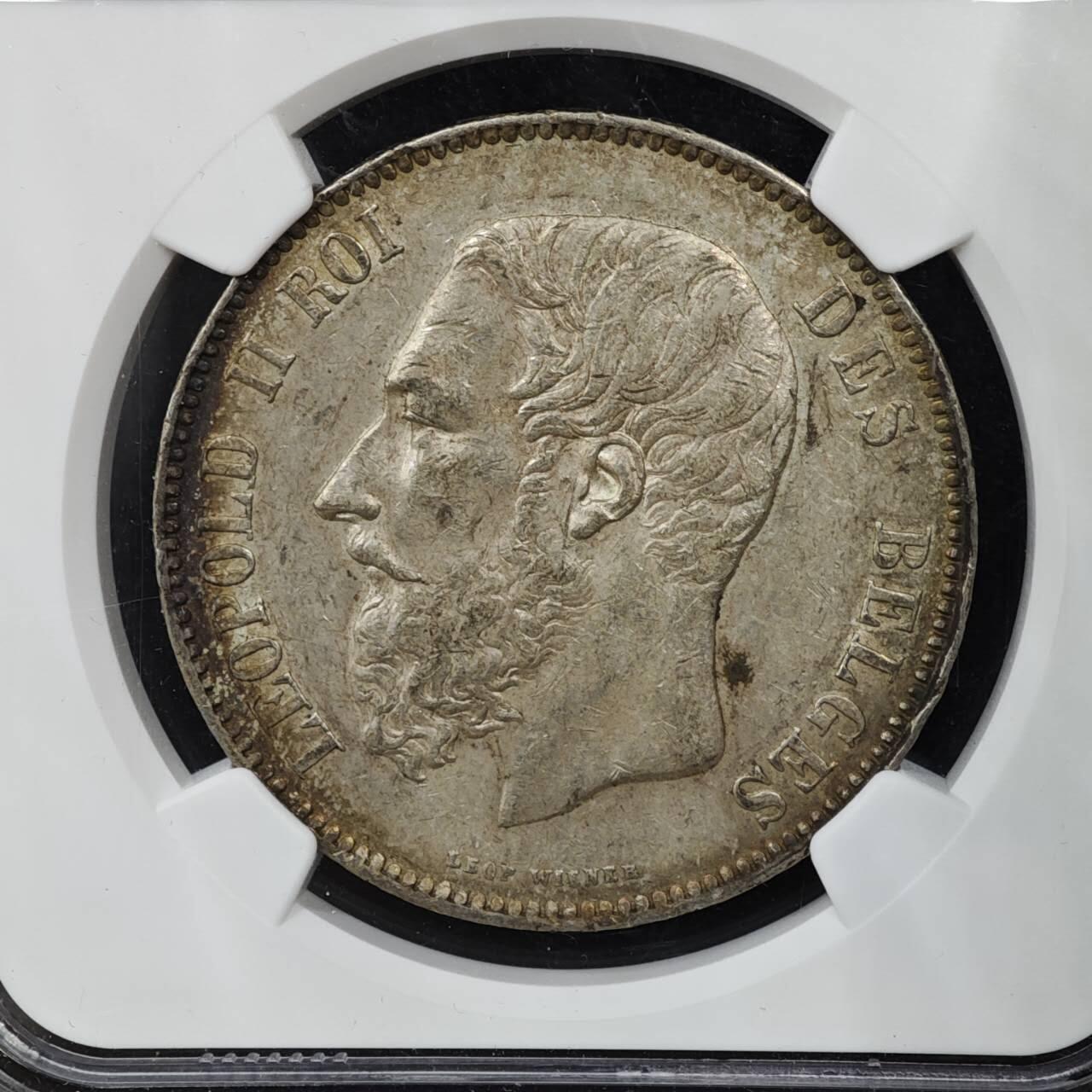 【淘币小摊】实时拍第八百一十五拍   银币套币场   满百包邮可预留二周 每周一统一发货   比利时1870年5法郎银币 NGC AU55