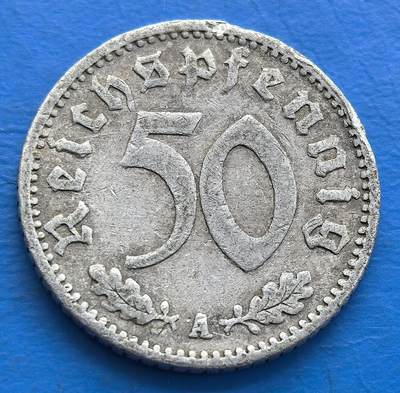 外国优质老铜币银币，周六九点倒数截拍，满百包邮，可寄存半年，喜欢朋友微信扫描二维码可直接参拍 - 德国1940年50芬尼A版