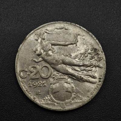 【淘币小摊】实时拍第八百一十四拍   散币场   满百包邮可预留二周 每周一统一发货   - 意大利1921年20分镍币