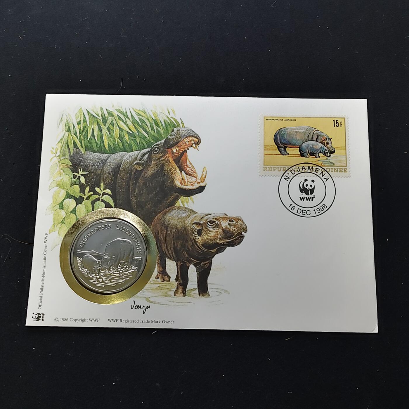 【全场包邮】纯粹捡漏拍482场（免费代拍第19场）-币封+套装+富兰克林（注意佣金） 【邮章封】WWF世界自然基金会1986年30周年‌倭河马纪念邮章封