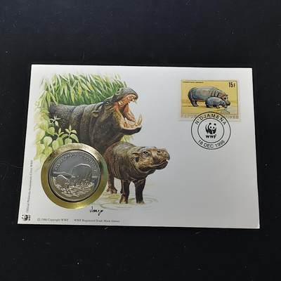 【全场包邮】纯粹捡漏拍482场（免费代拍第19场）-币封+套装+富兰克林（注意佣金） - 【邮章封】WWF世界自然基金会1986年30周年‌倭河马纪念邮章封