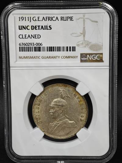 【淘币小摊】实时拍第八百一十五拍   银币套币场   满百包邮可预留二周 每周一统一发货   - 德属东非1911年1卢比银币 NGC UNCD