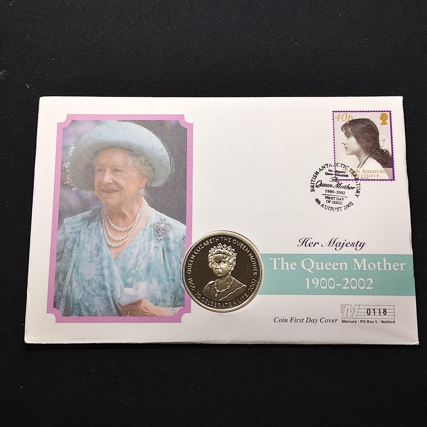 【全场包邮】纯粹捡漏拍482场（免费代拍第19场）-币封+套装+富兰克林（注意佣金） 【邮币封】赞比亚2002年1000克瓦查纪念伊丽莎白皇太后克朗型纪念币邮币封