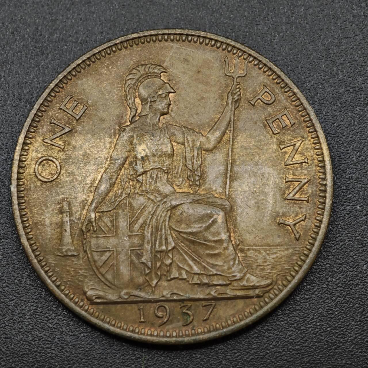 【淘币小摊】实时拍第八百一十四拍   散币场   满百包邮可预留二周 每周一统一发货   英国1937年乔治六世一便士铜币