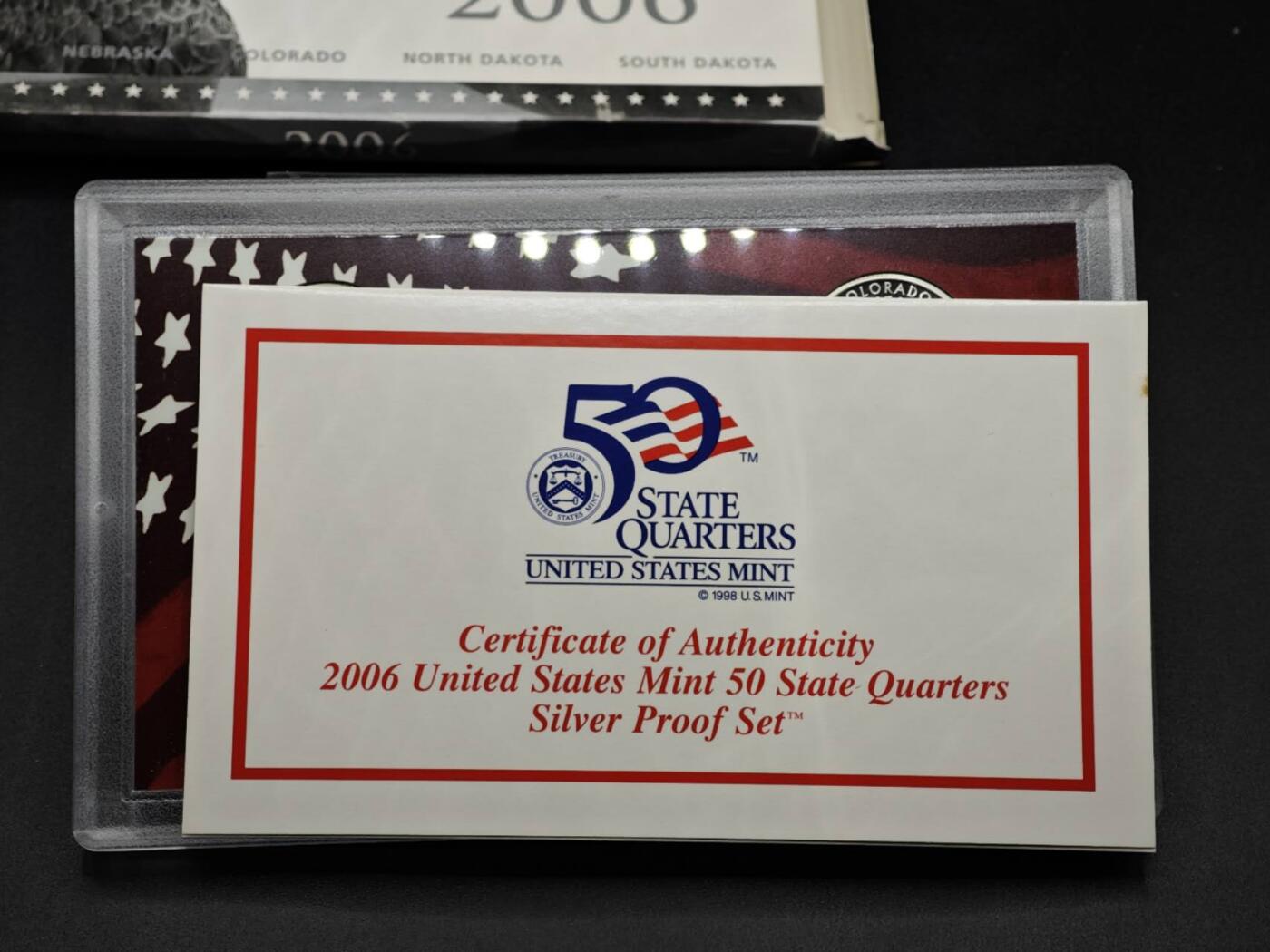 【淘币小摊】实时拍第八百一十五拍   银币套币场   满百包邮可预留二周 每周一统一发货   美国2006年州币精制银币5枚套原盒原证每枚重6.25克900银 银价363